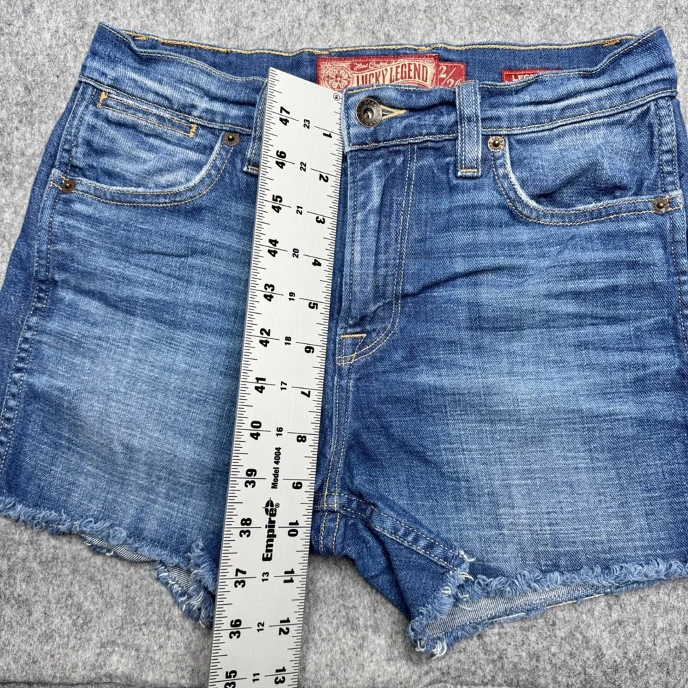 Lucky Legend Denim Shorts Frayed‎ Hem Blue Wash Casual Summer Made in USA 2/26